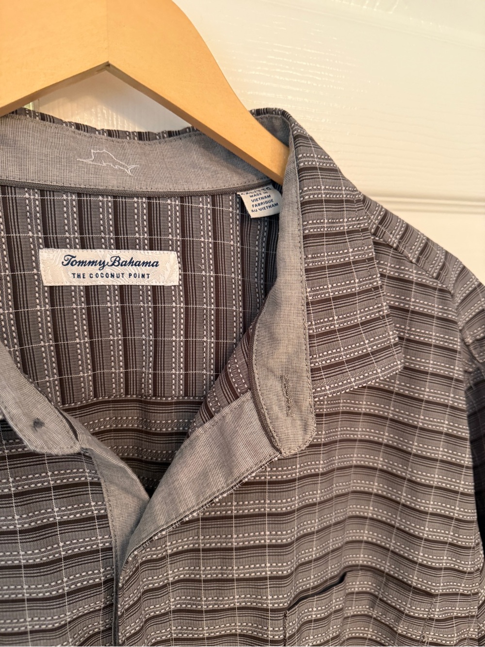 Tommy Bahama Gray Striped Coconut Point Camp Shirt